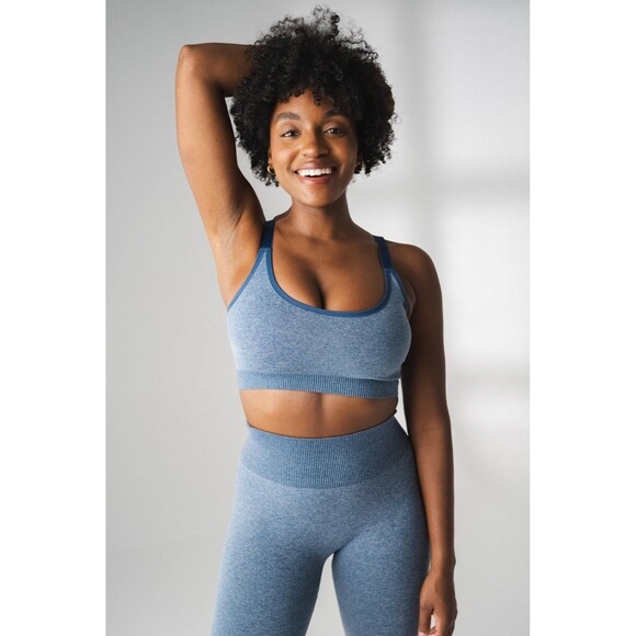 Vitality Formation Scoop Bra Navy Heather Size Large - Picture 1 of 10